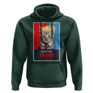 Cats For Trump 2024 Hoodie Funny Cat Election Blonde Hair TS02 Dark Forest Green Print Your Wear