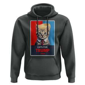Cats For Trump 2024 Hoodie Funny Cat Election Blonde Hair TS02 Dark Heather Print Your Wear