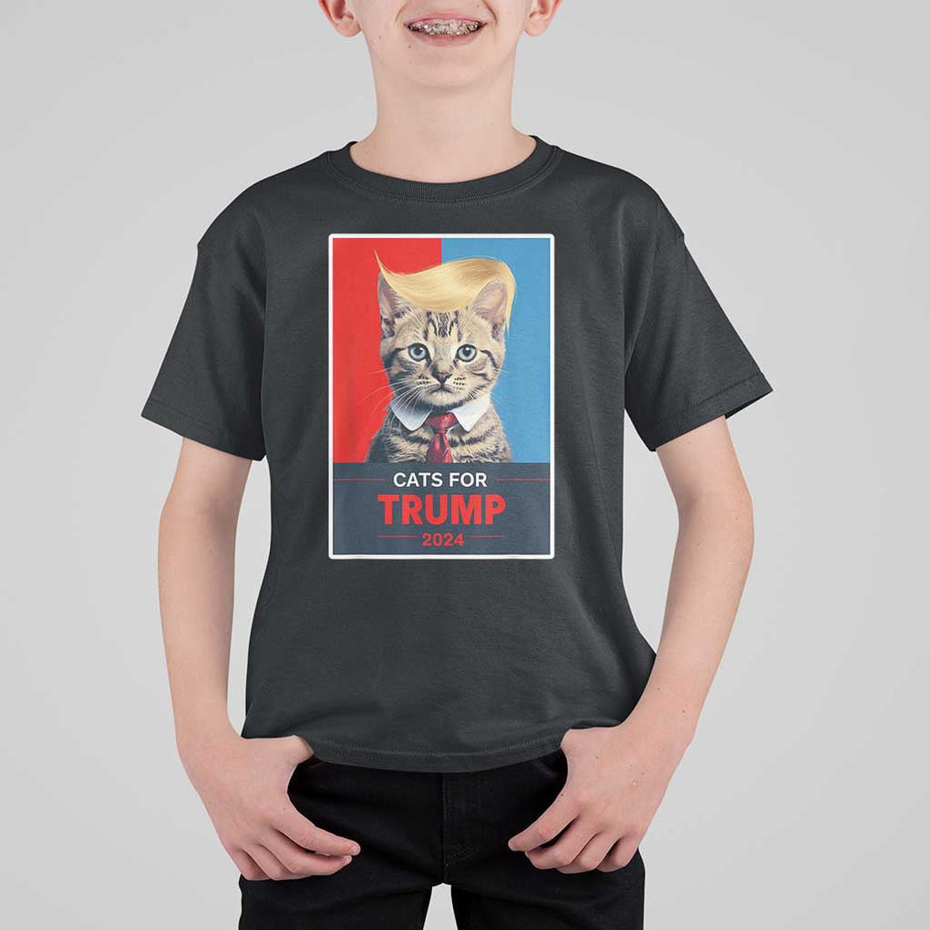 Cats For Trump 2024 T Shirt For Kid Funny Cat Election Blonde Hair TS02 Black Print Your Wear
