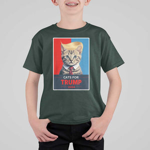 Cats For Trump 2024 T Shirt For Kid Funny Cat Election Blonde Hair TS02 Dark Forest Green Print Your Wear