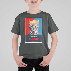 Cats For Trump 2024 T Shirt For Kid Funny Cat Election Blonde Hair TS02 Dark Heather Print Your Wear