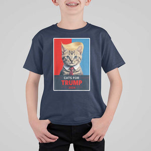 Cats For Trump 2024 T Shirt For Kid Funny Cat Election Blonde Hair TS02 Navy Print Your Wear