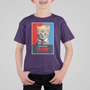 Cats For Trump 2024 T Shirt For Kid Funny Cat Election Blonde Hair TS02 Purple Print Your Wear