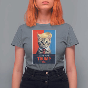 Cats For Trump 2024 T Shirt For Women Funny Cat Election Blonde Hair TS02 Charcoal Print Your Wear