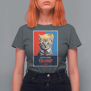 Cats For Trump 2024 T Shirt For Women Funny Cat Election Blonde Hair TS02 Dark Heather Print Your Wear
