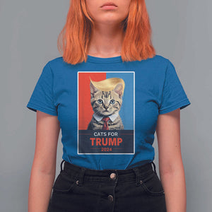 Cats For Trump 2024 T Shirt For Women Funny Cat Election Blonde Hair TS02 Royal Blue Print Your Wear