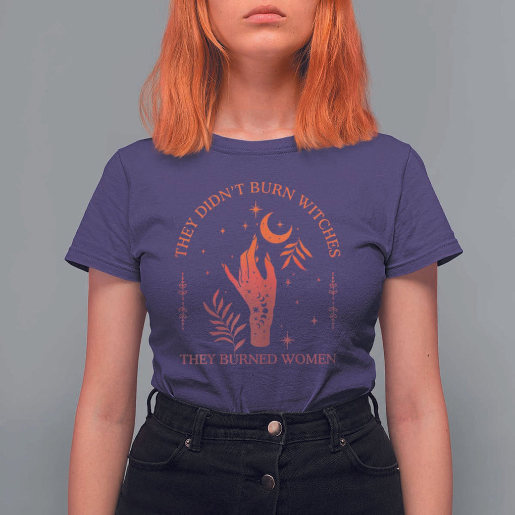 Celestial Witchy Feminist T Shirt For Women They Didn't Burn Witches They Burned Women TS02 Purple Print Your Wear