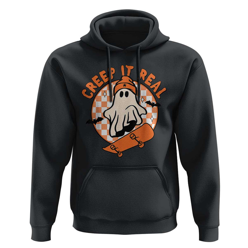 Halloween Skating Boo Sheet Hoodie Creep It Real Ghost Fall Season Retro Vintage TS02 Black Print Your Wear