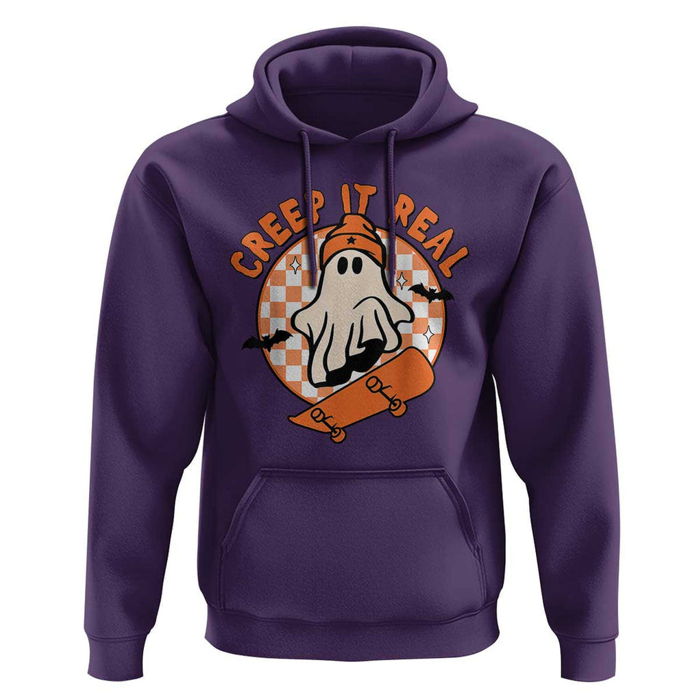 Halloween Skating Boo Sheet Hoodie Creep It Real Ghost Fall Season Retro Vintage TS02 Purple Print Your Wear