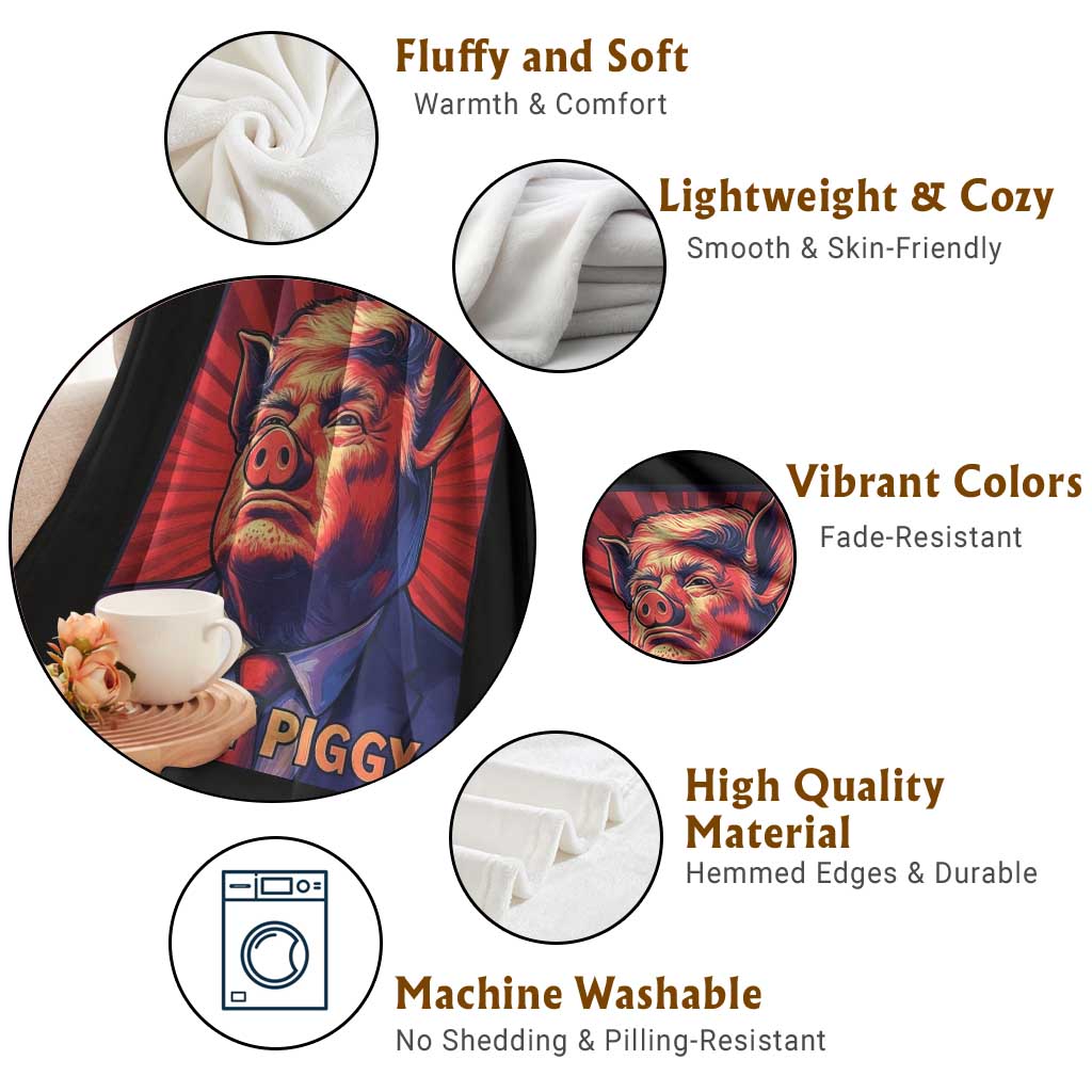 Quiet Piggy Sarcastic Trump Throw Blanket Funny Pig Political Satire TS02 Print Your Wear