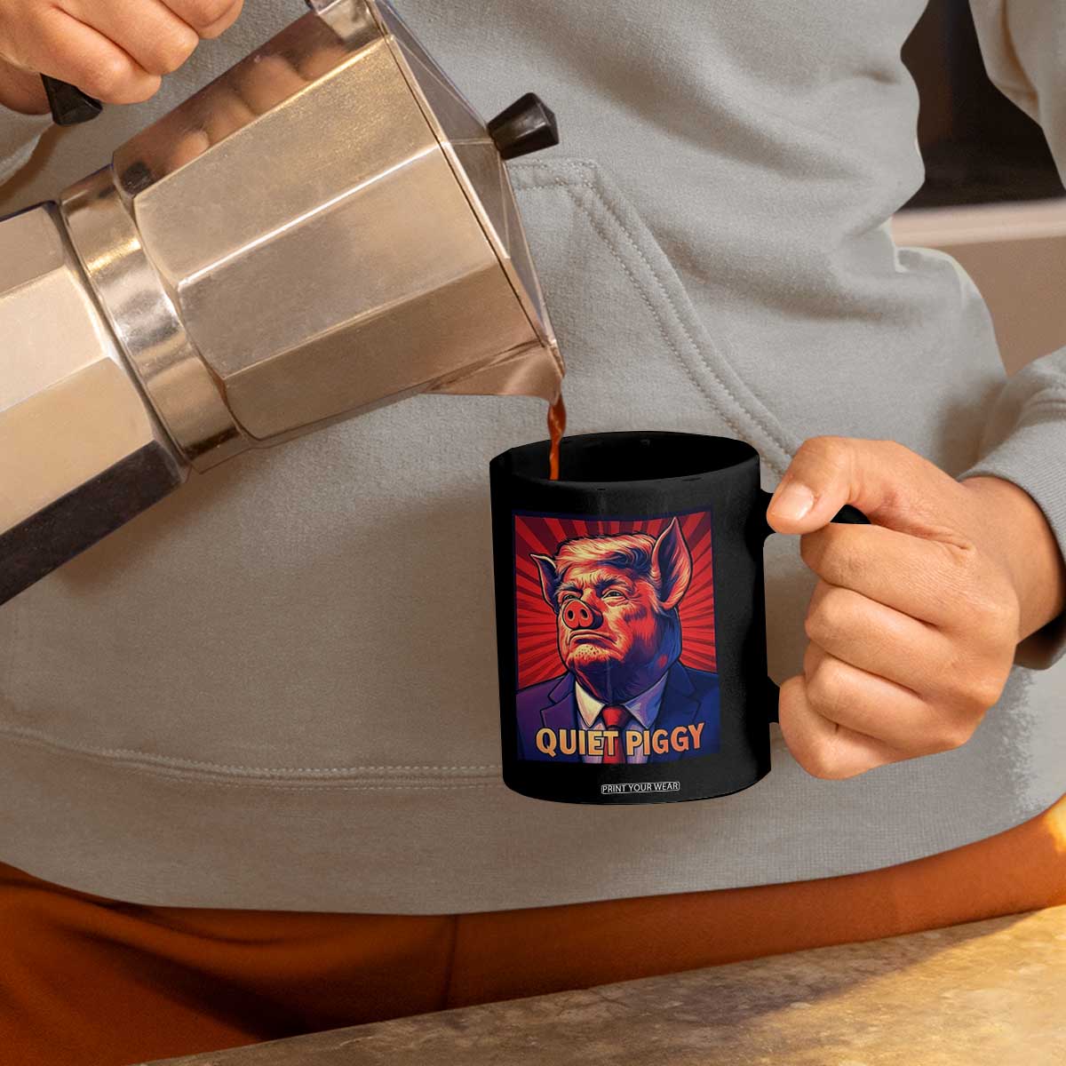 Quiet Piggy Sarcastic Trump Coffee Mug Funny Pig Political Satire TS02 Print Your Wear