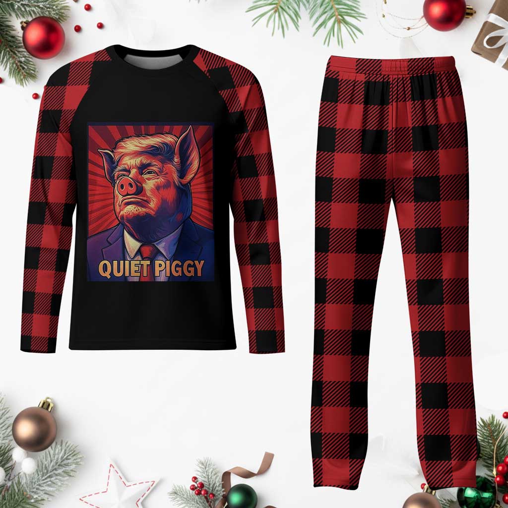Quiet Piggy Sarcastic Trump Plaid Pajama Set Funny Pig Political Satire TS02 Buffalo Plaid Print Your Wear
