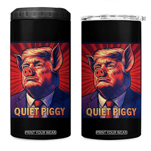 Quiet Piggy Sarcastic Trump 4 in 1 Can Cooler Tumbler Funny Pig Political Satire TS02 One Size: 16 oz Black Print Your Wear