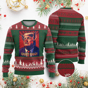 Quiet Piggy Sarcastic Trump Ugly Christmas Sweater Funny Pig Political Satire TS02 Red Green Print Your Wear