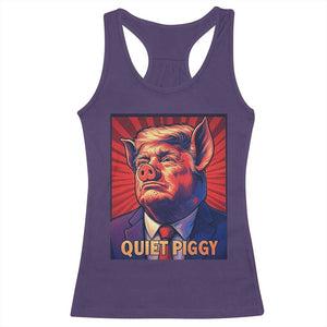 Quiet Piggy Sarcastic Trump Racerback Tank Top Funny Pig Political Satire TS02 Purple Print Your Wear