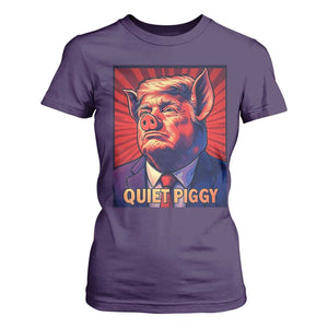 Quiet Piggy Sarcastic Trump T Shirt For Women Funny Pig Political Satire TS02 Purple Print Your Wear
