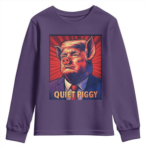 Quiet Piggy Sarcastic Trump Youth Sweatshirt Funny Pig Political Satire TS02 Purple Print Your Wear