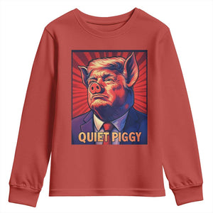 Quiet Piggy Sarcastic Trump Youth Sweatshirt Funny Pig Political Satire TS02 Red Print Your Wear