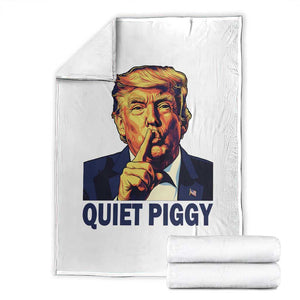 Quiet Piggy Shhh Trump Meme Throw Blanket Funny Political Satire Free Speech TS02 White Print Your Wear