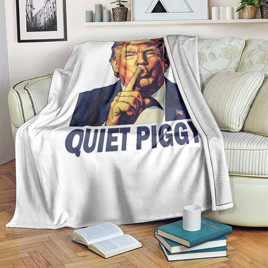 Quiet Piggy Shhh Trump Meme Throw Blanket Funny Political Satire Free Speech TS02 Print Your Wear