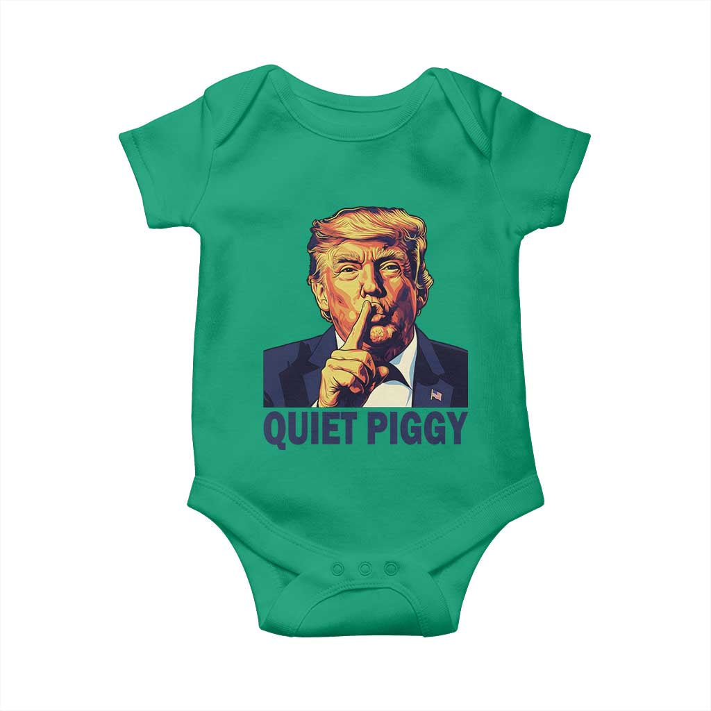 Quiet Piggy Shhh Trump Meme Baby Onesie Funny Political Satire Free Speech TS02 Irish Green Print Your Wear