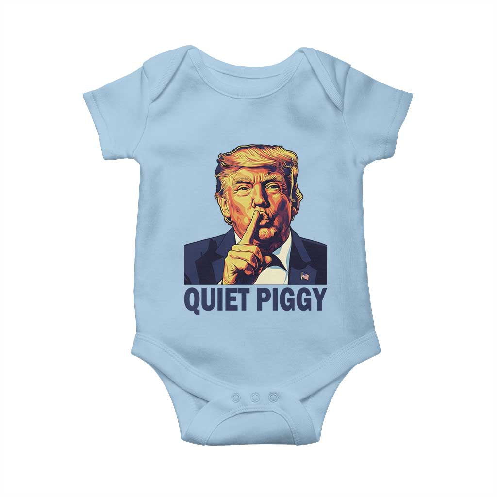 Quiet Piggy Shhh Trump Meme Baby Onesie Funny Political Satire Free Speech TS02 Light Blue Print Your Wear