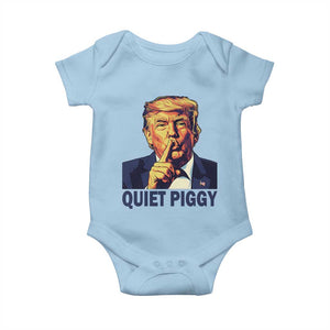 Quiet Piggy Shhh Trump Meme Baby Onesie Funny Political Satire Free Speech TS02 Light Blue Print Your Wear