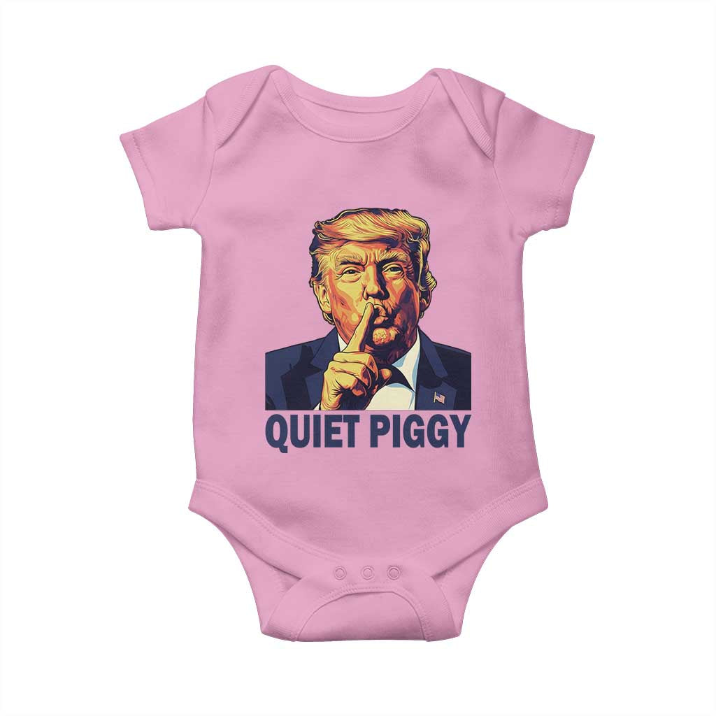Quiet Piggy Shhh Trump Meme Baby Onesie Funny Political Satire Free Speech TS02 Light Pink Print Your Wear