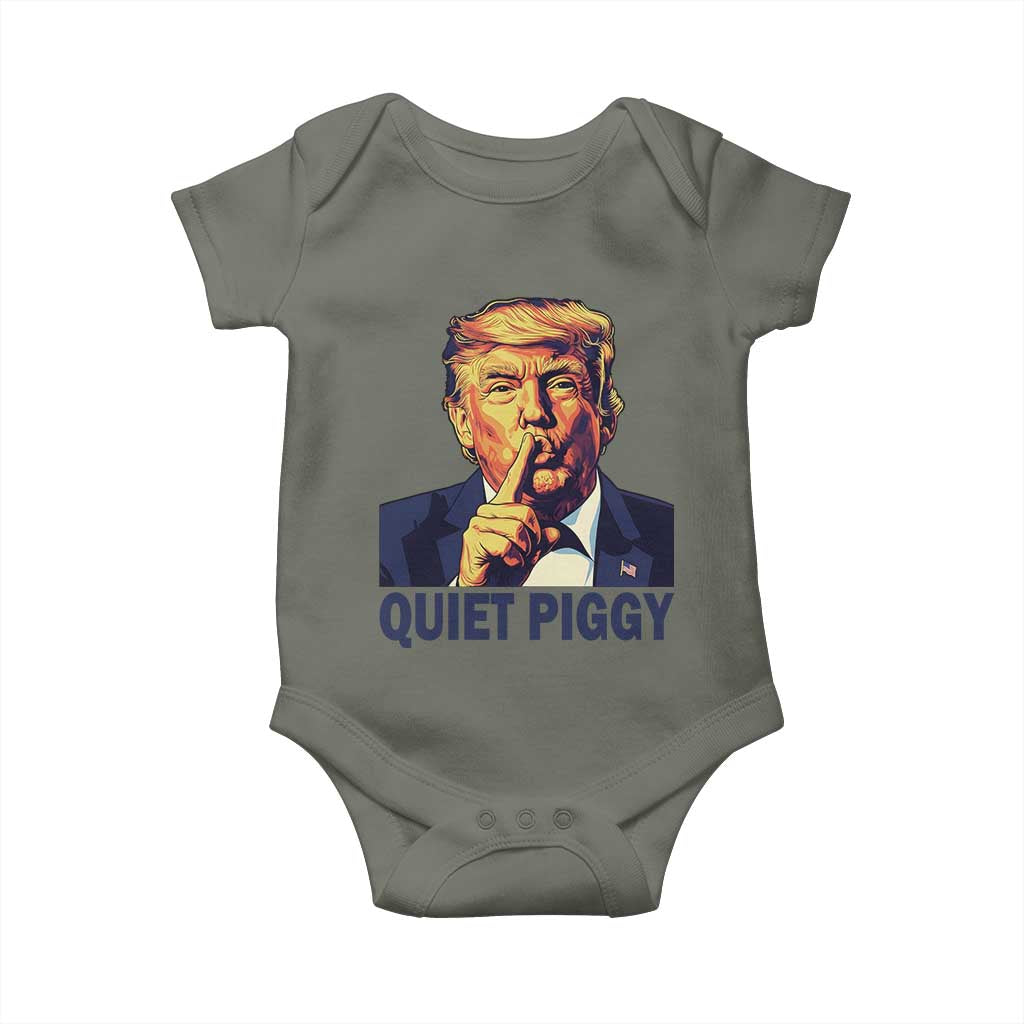 Quiet Piggy Shhh Trump Meme Baby Onesie Funny Political Satire Free Speech TS02 Military Green Print Your Wear