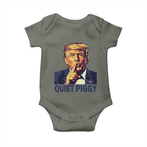 Quiet Piggy Shhh Trump Meme Baby Onesie Funny Political Satire Free Speech TS02 Military Green Print Your Wear