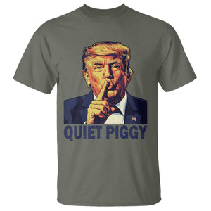 Quiet Piggy Shhh Trump Meme T Shirt Funny Political Satire Free Speech TS02 Military Green Print Your Wear
