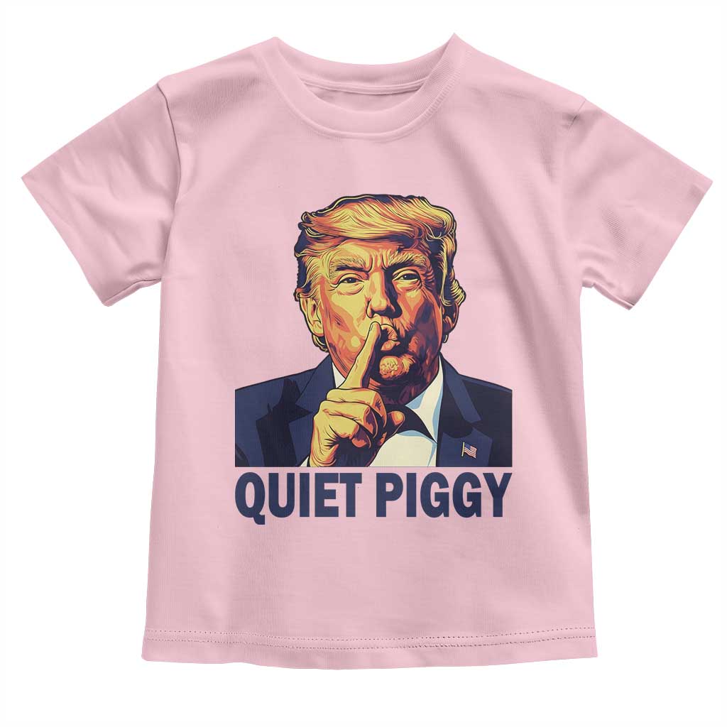 Quiet Piggy Shhh Trump Meme Toddler T Shirt Funny Political Satire Free Speech TS02 Light Pink Print Your Wear