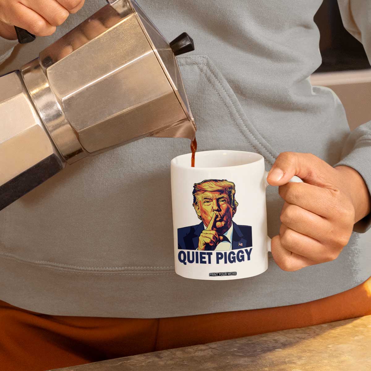 Quiet Piggy Shhh Trump Meme Coffee Mug Funny Political Satire Free Speech TS02 Print Your Wear