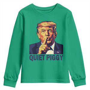 Quiet Piggy Shhh Trump Meme Youth Sweatshirt Funny Political Satire Free Speech TS02 Irish Green Print Your Wear