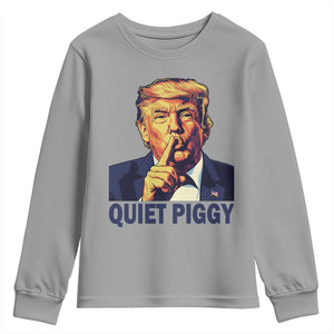 Quiet Piggy Shhh Trump Meme Youth Sweatshirt Funny Political Satire Free Speech TS02 Sport Gray Print Your Wear