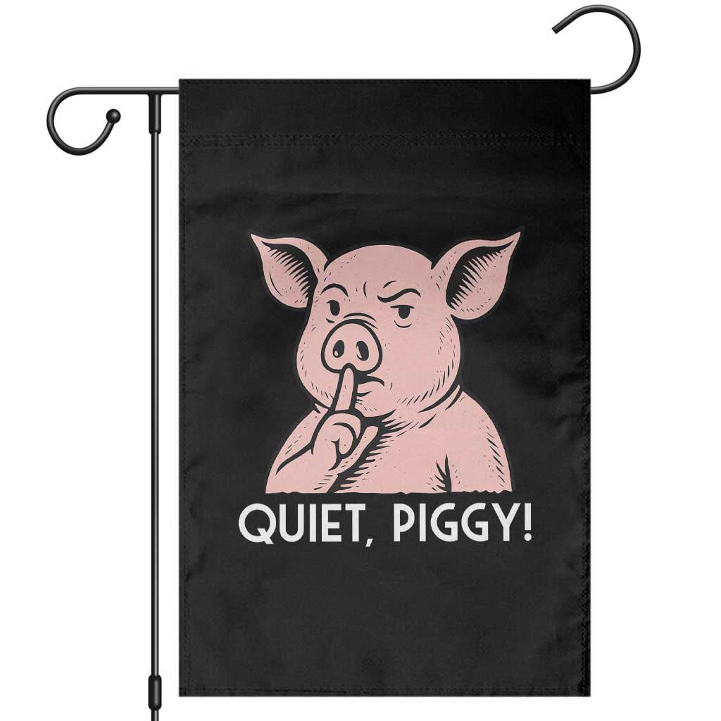 Quiet Piggy Funny Shushing Pig Garden Flag Funny Political Satire Cute Cartoon Animal Humor TS02 Black Print Your Wear