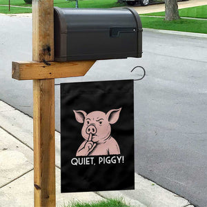 Quiet Piggy Funny Shushing Pig Garden Flag Funny Political Satire Cute Cartoon Animal Humor TS02 Print Your Wear