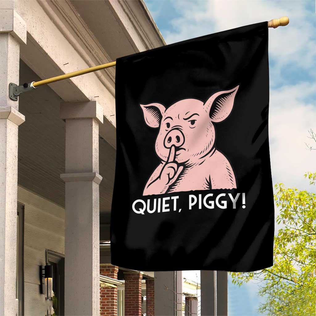 Quiet Piggy Funny Shushing Pig Garden Flag Funny Political Satire Cute Cartoon Animal Humor TS02 Print Your Wear
