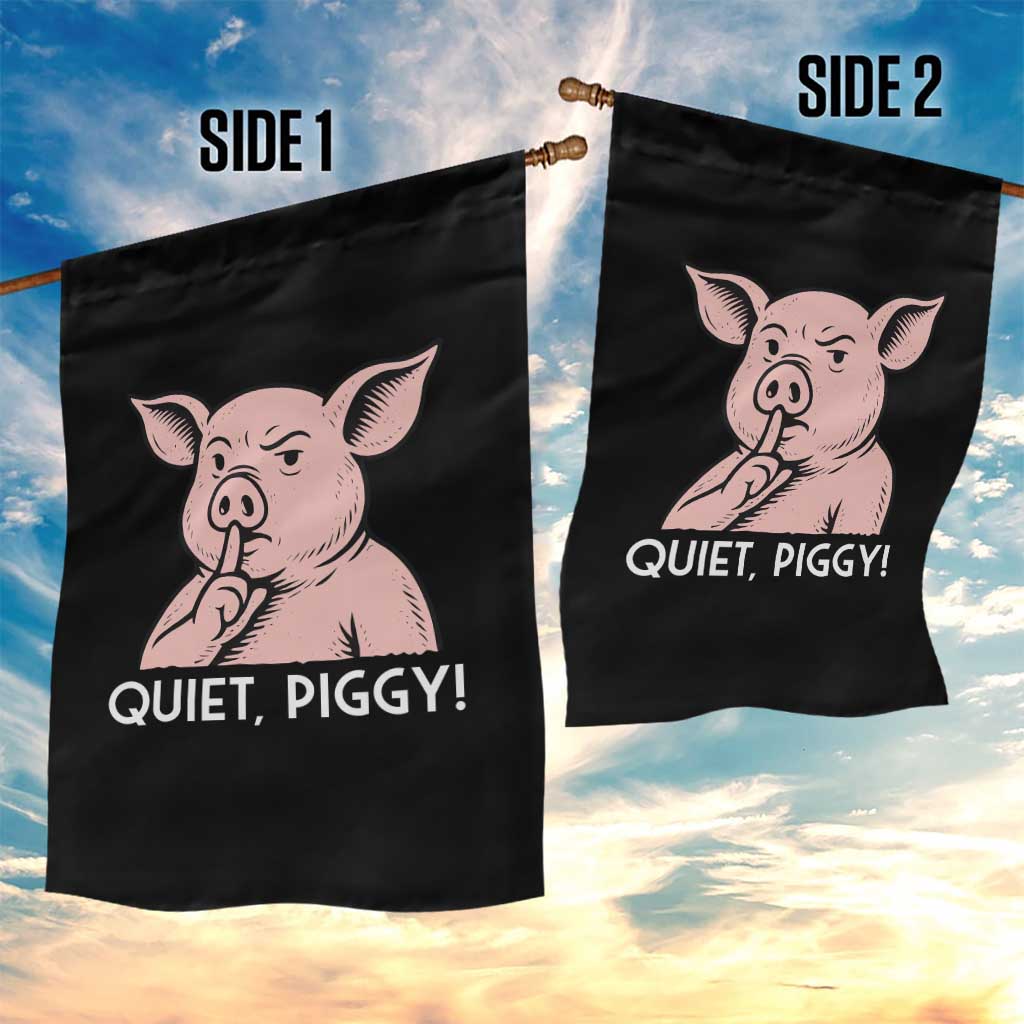 Quiet Piggy Funny Shushing Pig Garden Flag Funny Political Satire Cute Cartoon Animal Humor TS02 Print Your Wear