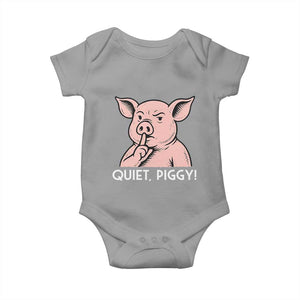Quiet Piggy Funny Shushing Pig Baby Onesie Funny Political Satire Cute Cartoon Animal Humor TS02 Sport Gray Print Your Wear