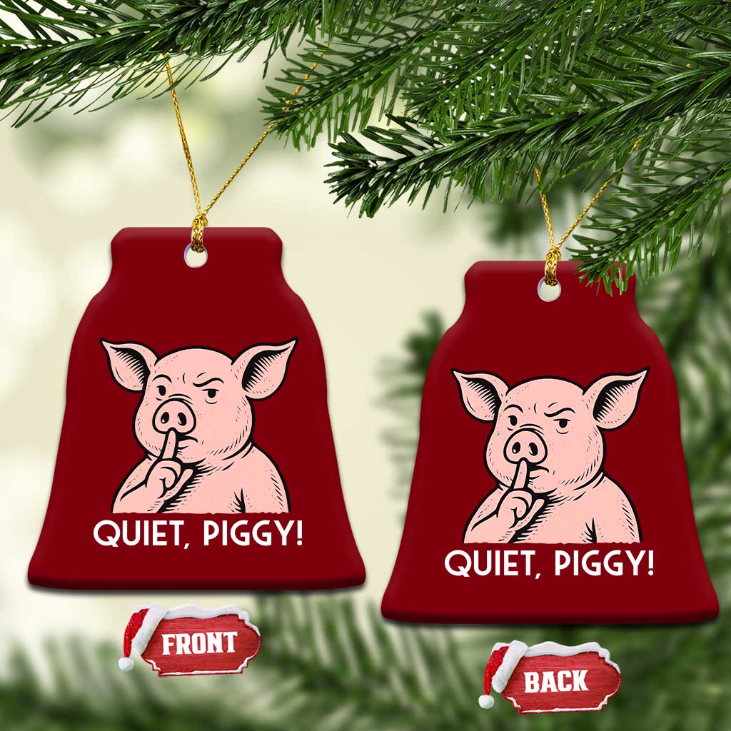 Quiet Piggy Funny Shushing Pig Ceramic Ornament Funny Political Satire Cute Cartoon Animal Humor TS02 Print Your Wear