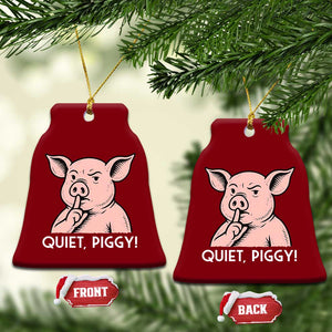 Quiet Piggy Funny Shushing Pig Ceramic Ornament Funny Political Satire Cute Cartoon Animal Humor TS02 Print Your Wear