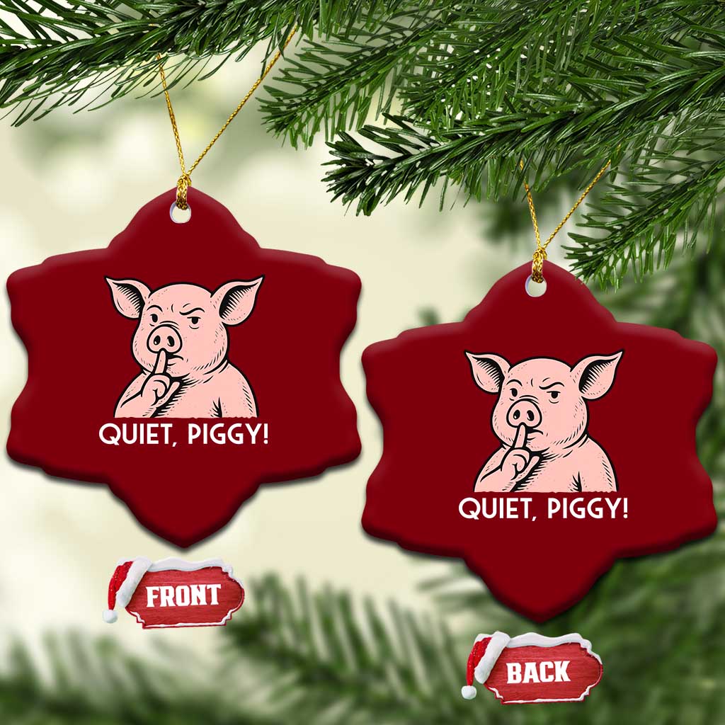 Quiet Piggy Funny Shushing Pig Ceramic Ornament Funny Political Satire Cute Cartoon Animal Humor TS02 Print Your Wear
