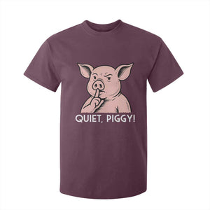 Quiet Piggy Funny Shushing Pig T Shirt For Kid Funny Political Satire Cute Cartoon Animal Humor TS02 Maroon Print Your Wear