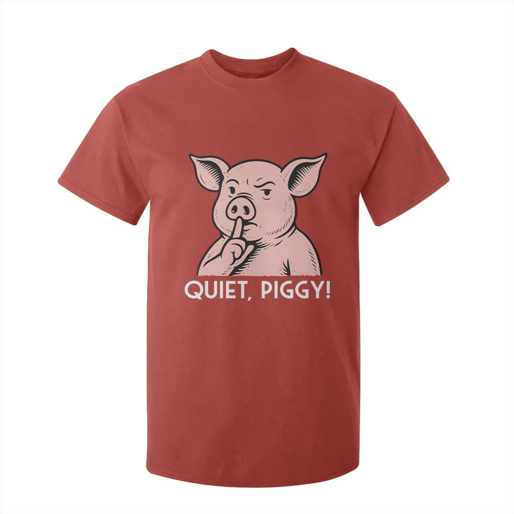 Quiet Piggy Funny Shushing Pig T Shirt For Kid Funny Political Satire Cute Cartoon Animal Humor TS02 Red Print Your Wear