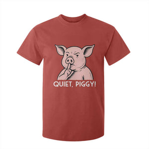 Quiet Piggy Funny Shushing Pig T Shirt For Kid Funny Political Satire Cute Cartoon Animal Humor TS02 Red Print Your Wear