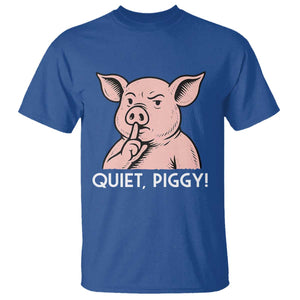 Quiet Piggy Funny Shushing Pig T Shirt Funny Political Satire Cute Cartoon Animal Humor TS02 Royal Blue Print Your Wear