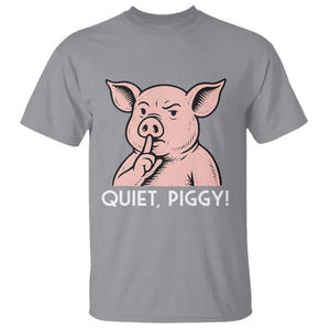 Quiet Piggy Funny Shushing Pig T Shirt Funny Political Satire Cute Cartoon Animal Humor TS02 Sport Gray Print Your Wear