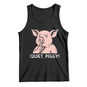 Quiet Piggy Funny Shushing Pig Tank Top Funny Political Satire Cute Cartoon Animal Humor TS02 Black Print Your Wear