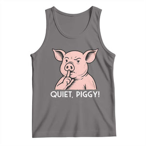 Quiet Piggy Funny Shushing Pig Tank Top Funny Political Satire Cute Cartoon Animal Humor TS02 Deep Heather Print Your Wear